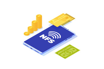 NFS - Network File System isometric. Vector illustration.