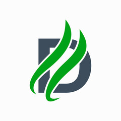 Design Initial letter D combination with leaf. Abstract , emblems, design, concepts, logos, logotype ,elements,vector