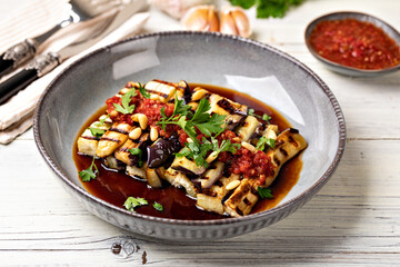 Grilled eggplant and sauce