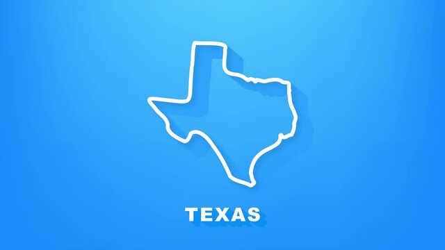 Texas state map outline animation. Motion graphics.