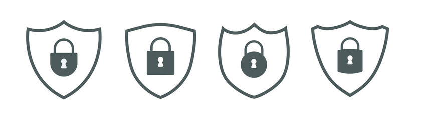 Shield security icon. Lock security sign set.