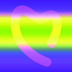 Color fantasy bright background with heart in violet green tones