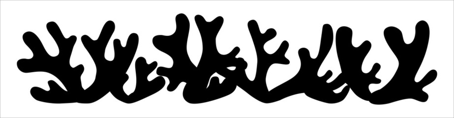 Silhouette of seaweed, black outline on a white background profile