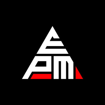 EPM triangle letter logo design with triangle shape. EPM triangle logo design monogram. EPM triangle vector logo template with red color. EPM triangular logo Simple, Elegant, and Luxurious Logo. EPM 