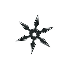Ninja Star Icon Silhouette Illustration. Shuriken Weapon Vector Graphic Pictogram Symbol Clip Art. Doodle Sketch Black Sign.