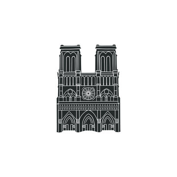 Notre Dame, Paris, France Icon Silhouette Illustration. Tourism Arquitecture Vector Graphic Pictogram Symbol Clip Art. Doodle Sketch Black Sign.