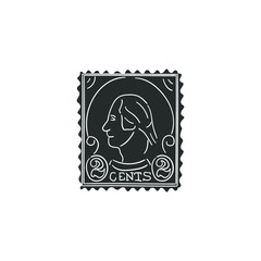 Philately Stamp Icon Silhouette Illustration. Postmark Letter Vector Graphic Pictogram Symbol Clip Art. Doodle Sketch Black Sign.