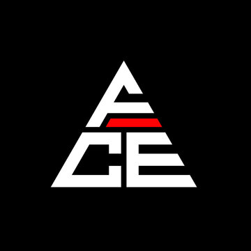 FCE triangle letter logo design with triangle shape. FCE triangle logo design monogram. FCE triangle vector logo template with red color. FCE triangular logo Simple, Elegant, and Luxurious Logo. FCE 
