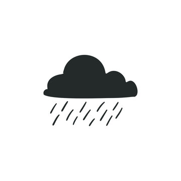 Rain Icon Silhouette Illustration. Meteorology Vector Graphic Pictogram Symbol Clip Art. Doodle Sketch Black Sign.