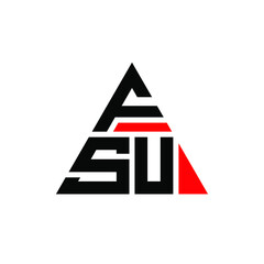 FSU triangle letter logo design with triangle shape. FSU triangle logo design monogram. FSU triangle vector logo template with red color. FSU triangular logo Simple, Elegant, and Luxurious Logo. FSU 