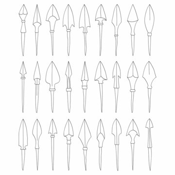 vector monochrome icon set with ancient Arrowheads for your project