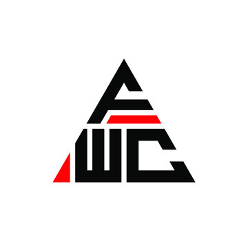 FWC triangle letter logo design with triangle shape. FWC triangle logo design monogram. FWC triangle vector logo template with red color. FWC triangular logo Simple, Elegant, and Luxurious Logo. FWC 