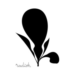 Radish sprouts black silhouette symbol. Icon Microgreen vector illustration. Green for home gardening