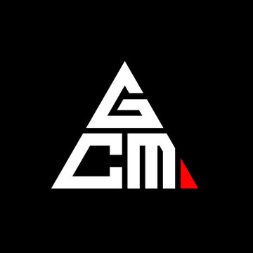GCM triangle letter logo design with triangle shape. GCM triangle logo design monogram. GCM triangle vector logo template with red color. GCM triangular logo Simple, Elegant, and Luxurious Logo. GCM 