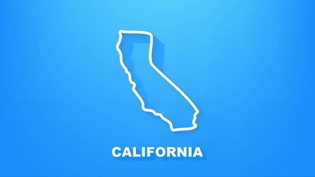 Line animated map showing the state of California from the united state of america. Motion graphics.
