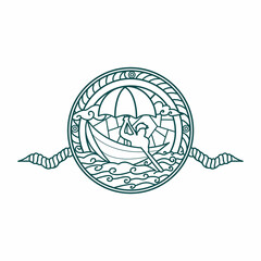 illustration of a boat on the sky logo