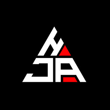 HJA triangle letter logo design with triangle shape. HJA triangle logo design monogram. HJA triangle vector logo template with red color. HJA triangular logo Simple, Elegant, and Luxurious Logo. HJA 