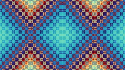 Abstract digital fractal pattern. Mosaic ornamental pattern. Image with aspect ratio 16 : 9