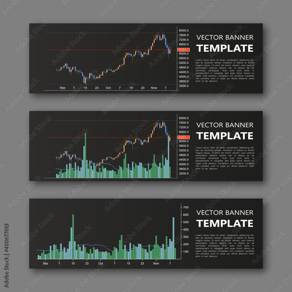 Poster business chart forex banner. modern vector business chart design banner template. web header forex t