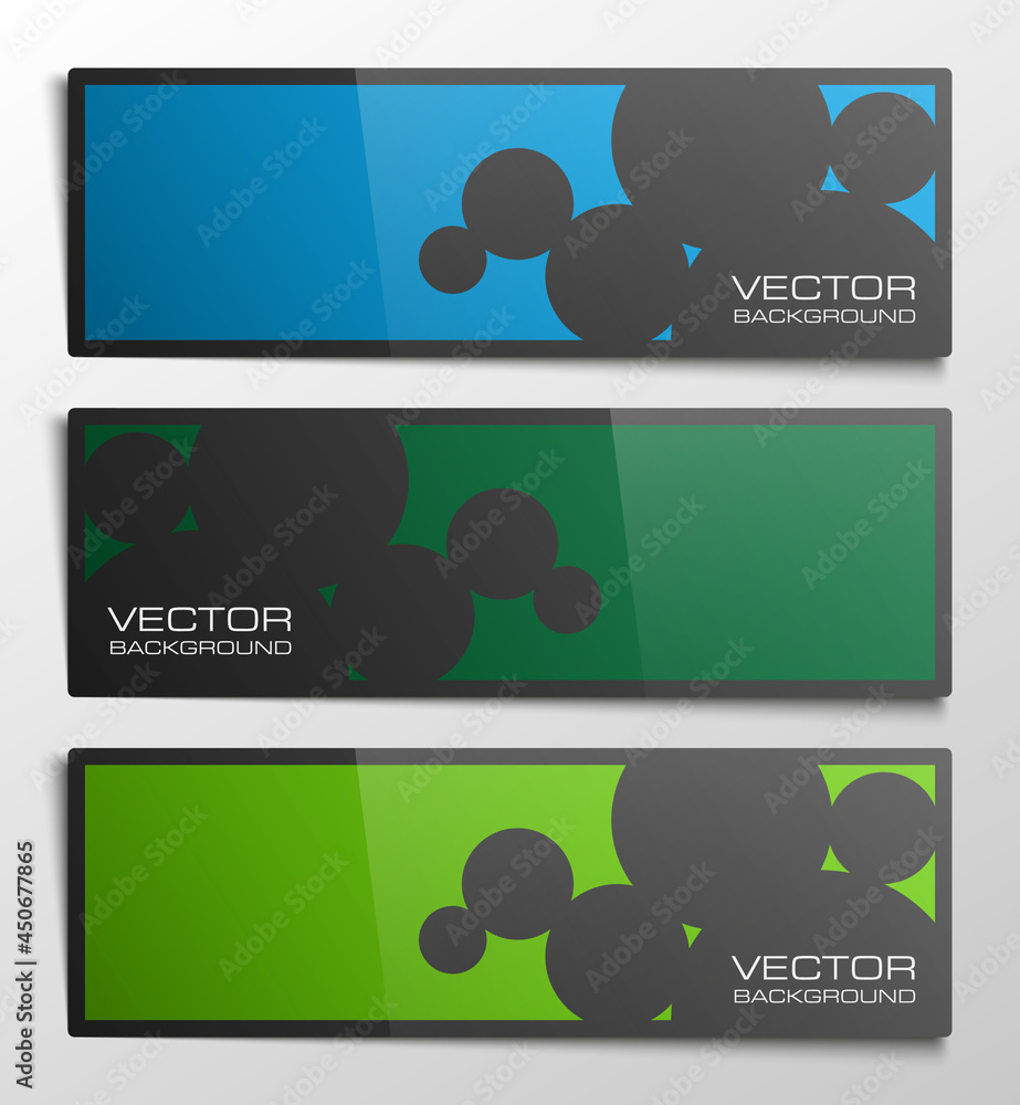 Poster vector graphic design banner backgrounds in three different colors. paper origami style.