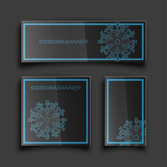 Coronavirus pandemic SARS-Cov-2 banner icon. Papper Coronavirus disease 2019 (COVID-19)  illustration background