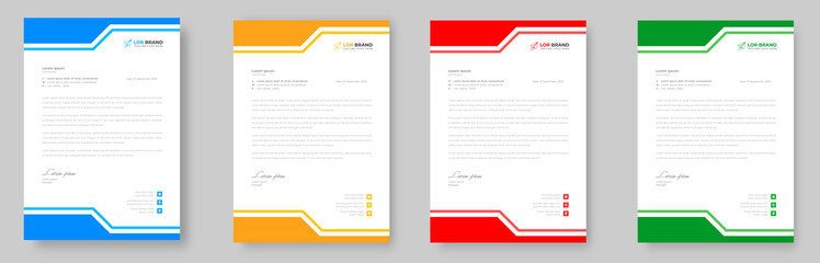 corporate modern letterhead design template with yellow, blue, green and red color. creative modern letter head design template for your project. letterhead, letter head, Business letterhead design.