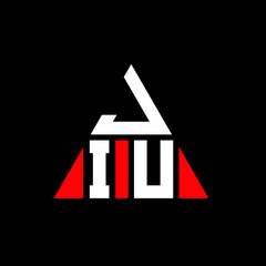 JIU triangle letter logo design with triangle shape. JIU triangle logo design monogram. JIU triangle vector logo template with red color. JIU triangular logo Simple, Elegant, and Luxurious Logo. JIU 