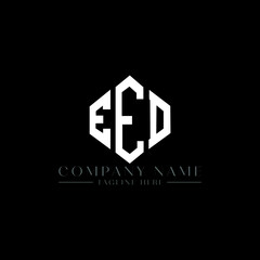 EED letter logo design with polygon shape. EED polygon logo monogram. EED cube logo design. EED hexagon vector logo template white and black colors. EED monogram, EED business and real estate logo. 