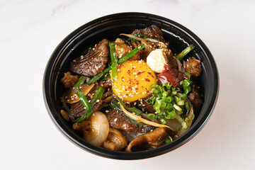 Take away Japanese offals bowls served with rice.