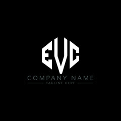 EVC letter logo design with polygon shape. EVC polygon logo monogram. EVC cube logo design. EVC hexagon vector logo template white and black colors. EVC monogram, EVC business and real estate logo. 
