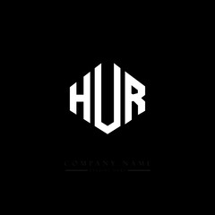 Fototapeta premium HUR letter logo design with polygon shape. HUR polygon logo monogram. HUR cube logo design. HUR hexagon vector logo template white and black colors. HUR monogram, HUR business and real estate logo. 
