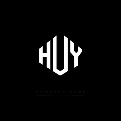 HUY letter logo design with polygon shape. HUY polygon logo monogram. HUY cube logo design. HUY hexagon vector logo template white and black colors. HUY monogram, HUY business and real estate logo. 