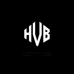 HVB letter logo design with polygon shape. HVB polygon logo monogram. HVB cube logo design. HVB hexagon vector logo template white and black colors. HVB monogram, HVB business and real estate logo. 