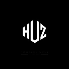 HUZ letter logo design with polygon shape. HUZ polygon logo monogram. HUZ cube logo design. HUZ hexagon vector logo template white and black colors. HUZ monogram, HUZ business and real estate logo. 