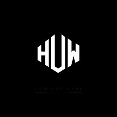 HUW letter logo design with polygon shape. HUW polygon logo monogram. HUW cube logo design. HUW hexagon vector logo template white and black colors. HUW monogram, HUW business and real estate logo. 