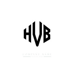 HVB letter logo design with polygon shape. HVB polygon logo monogram. HVB cube logo design. HVB hexagon vector logo template white and black colors. HVB monogram, HVB business and real estate logo. 