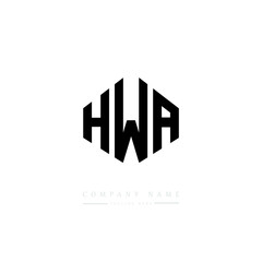 HWA letter logo design with polygon shape. HWA polygon logo monogram. HWA cube logo design. HWA hexagon vector logo template white and black colors. HWA monogram, HWA business and real estate logo. 