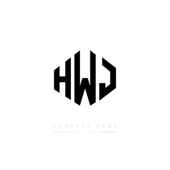 HWJ letter logo design with polygon shape. HWJ polygon logo monogram. HWJ cube logo design. HWJ hexagon vector logo template white and black colors. HWJ monogram, HWJ business and real estate logo. 