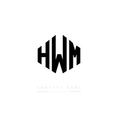 HWM letter logo design with polygon shape. HWM polygon logo monogram. HWM cube logo design. HWM hexagon vector logo template white and black colors. HWM monogram, HWM business and real estate logo. 