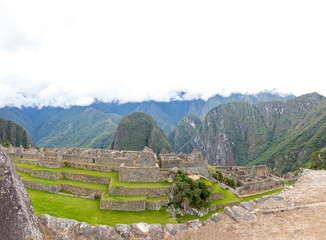 Archaeological remains of Machu Picchu located in the mountains of Cusco.