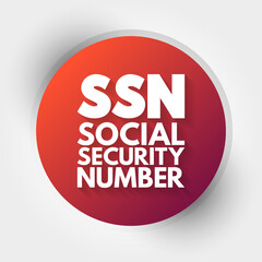 SSN - Social Security Number acronym, concept background