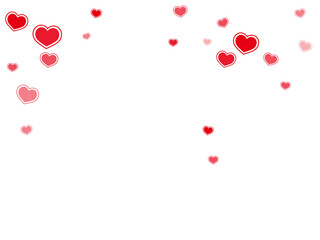 Beautiful red hearts falling vector illustration.