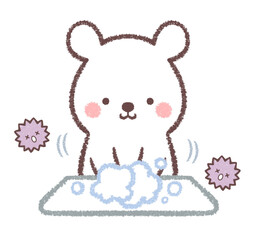 手を洗って除菌する子供シロクマ