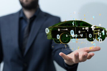 Wireframe rendering of autonomous electric car
