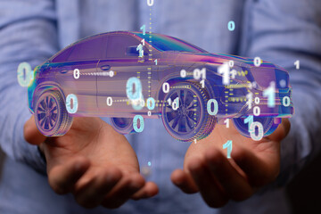 Wireframe rendering of autonomous electric car