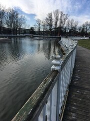wooden bridge over lake