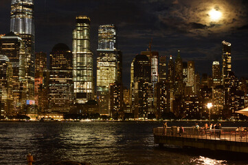 beautiful city skyline at night. USA