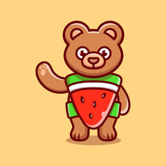 cute bear wear costume watermelon