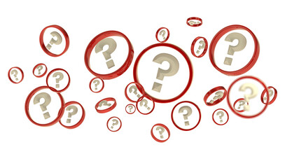 solving problem with digital question marks 3D rendering