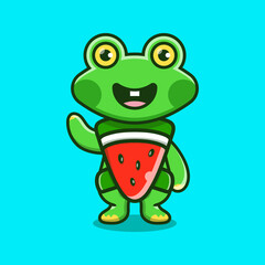 cute frog wear costume watermelon